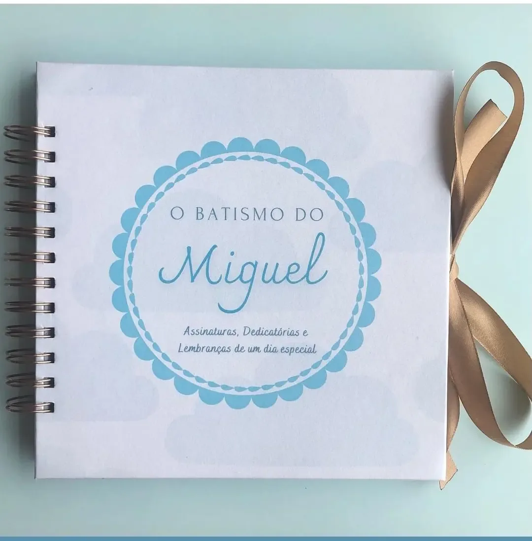 Livro de assinaturas do batizado Miguel