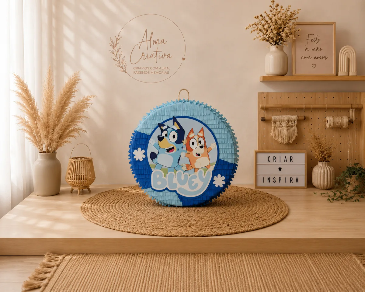 Piñata Hexágono Cães Azul