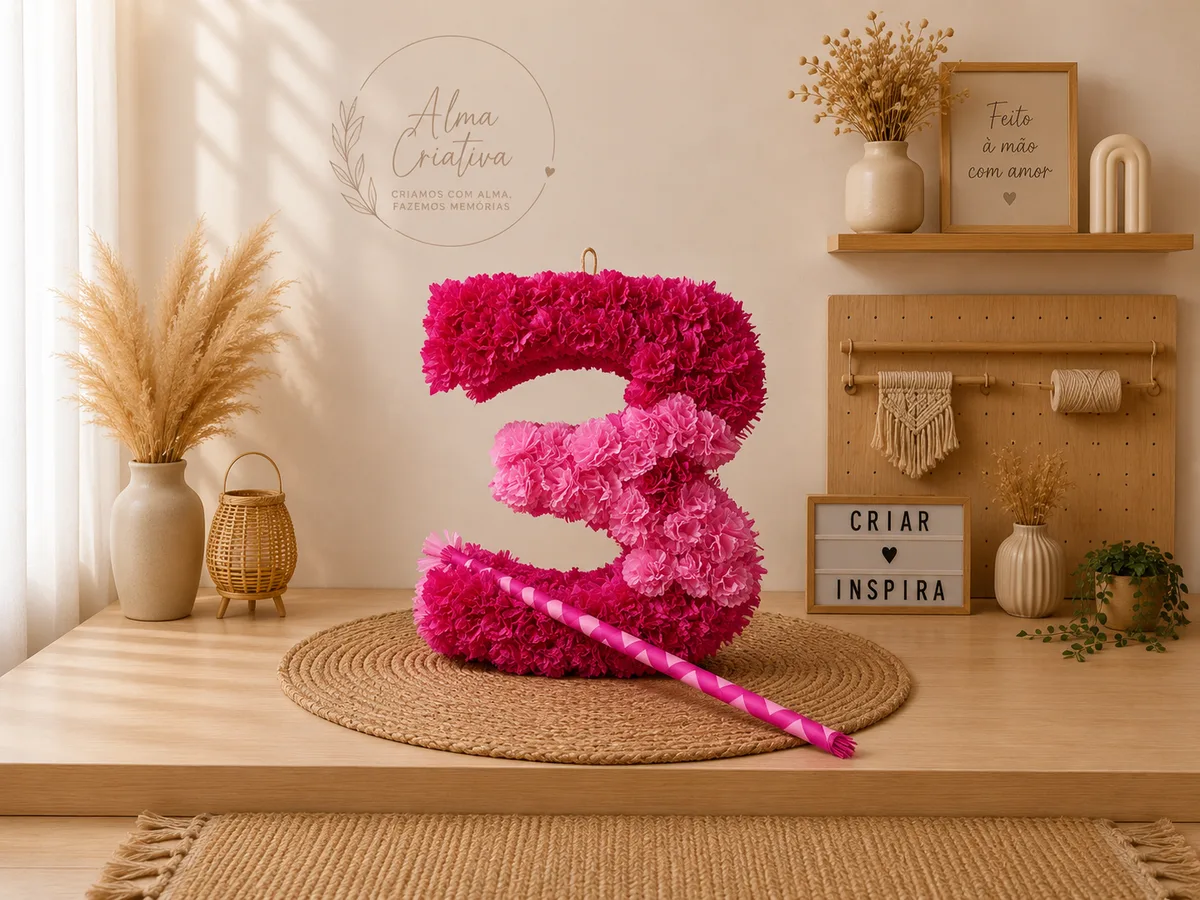 Piñata Número 3 Rosa